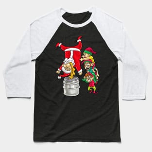 Christmas Santa Keg Stand Beer Drinking Elfs Baseball T-Shirt